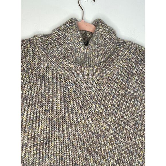 Loft Oversized Soft Pastels Marled Pullover Turtleneck Poncho Sweater Size XS/S - Picture 2 of 7